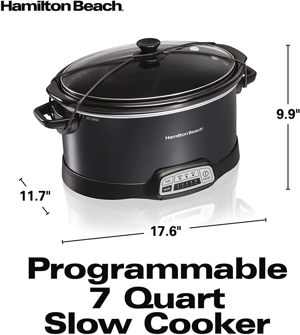 Portable 7-Quart Programmable Slow Cooker with Dishwasher-Safe Crock, Black N861