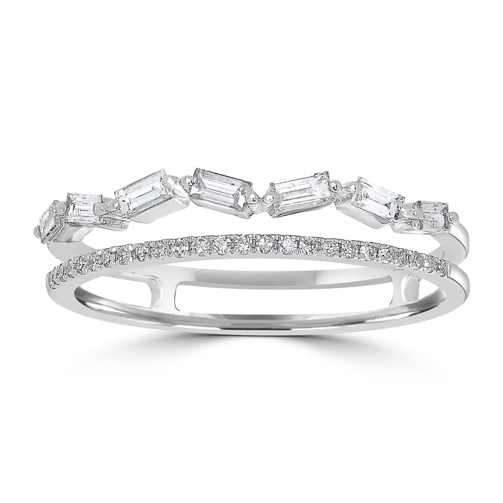 14K White Gold Diamond Split Shank Ring I538