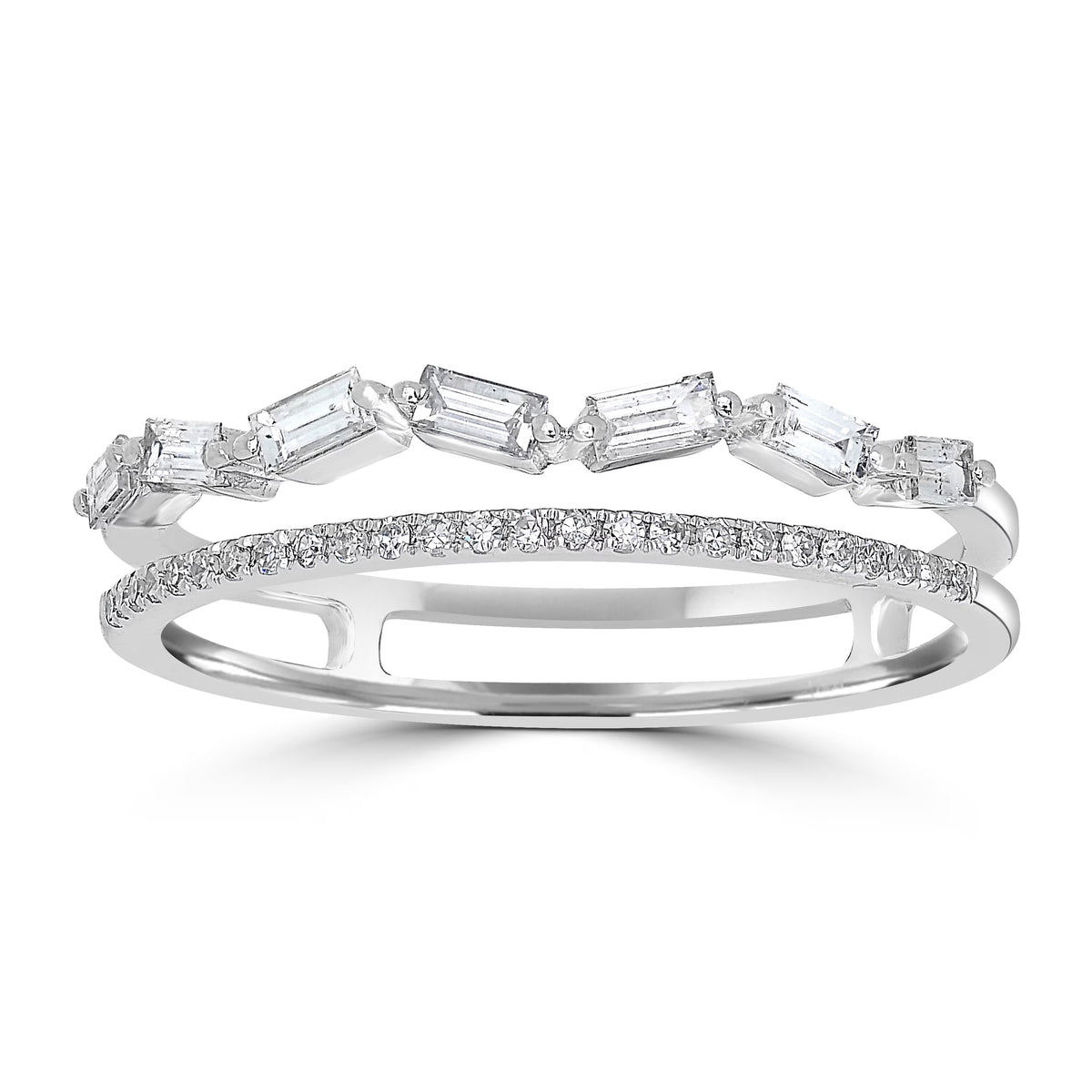 14K White Gold Diamond Split Shank Ring I538