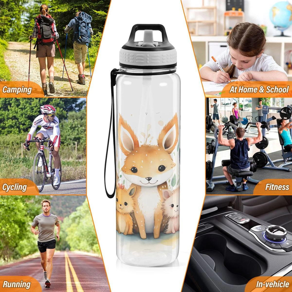32oz Tritan Leakproof Clear Water Bottle with Straw G814