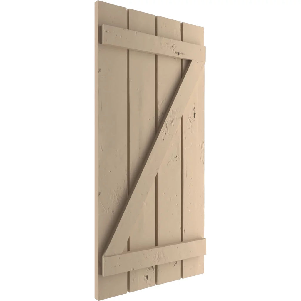 Primed Tan Faux Wood Shutters E340508