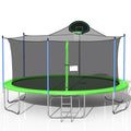 14FT Trampoline with Basketball Hoop and Safety Enclosure Net Z455127