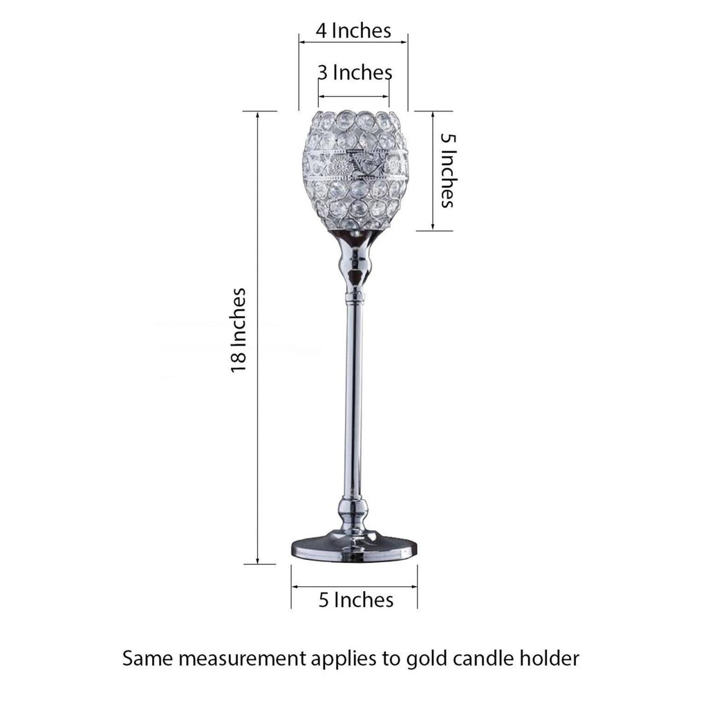 2 Rose Gold 18x22 Tall Faux Crystal Beaded Candle Holders X698