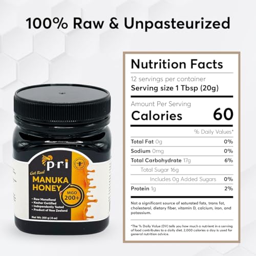 MGO 200+ Raw New Zealand Manuka Honey, 500g Jar P3691