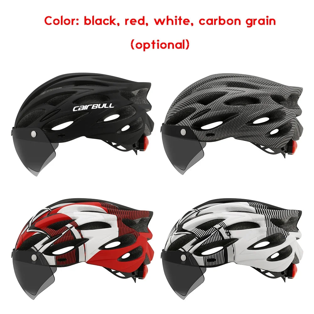 Road Mountain Bike Helmet with Lens and Brim J9711