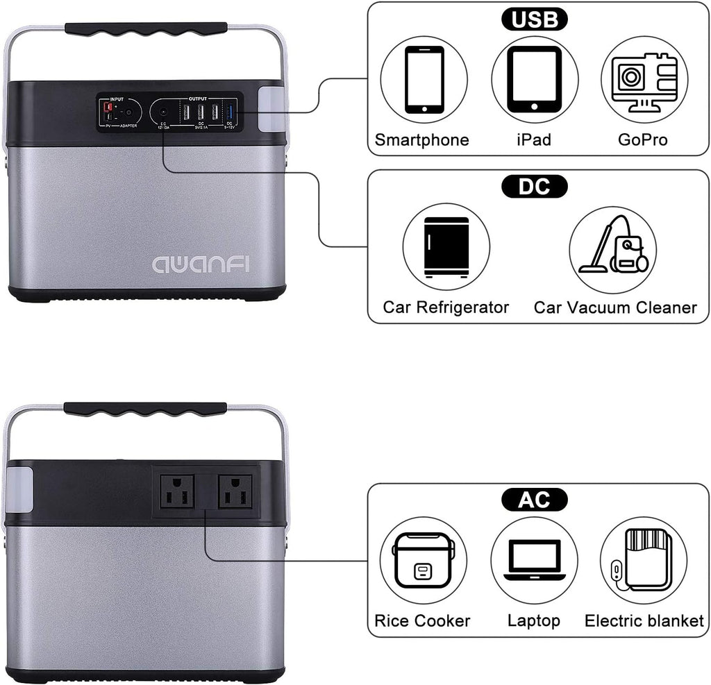 505 Wh Portable Power Station Solar Generator with 110V 500W AC Outlets S535990