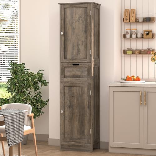 White 67" Tall Bathroom Cabinet with 2 Doors & 1 Drawer Z81253