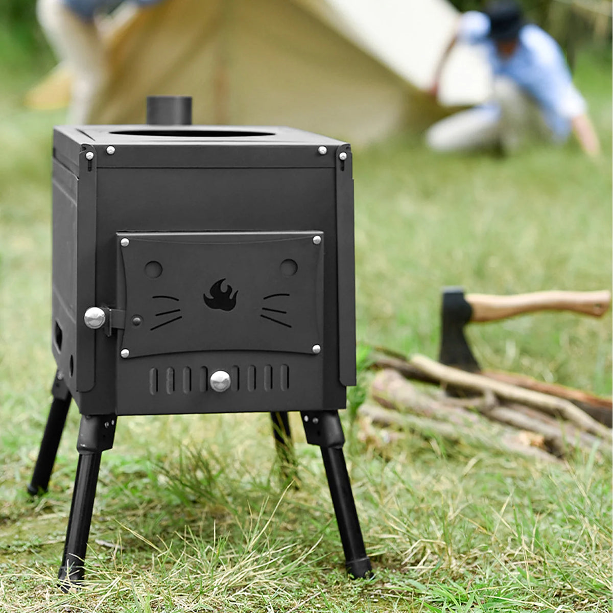 Portable Foldable Wood Burning Camp Tent with Chimney Y434