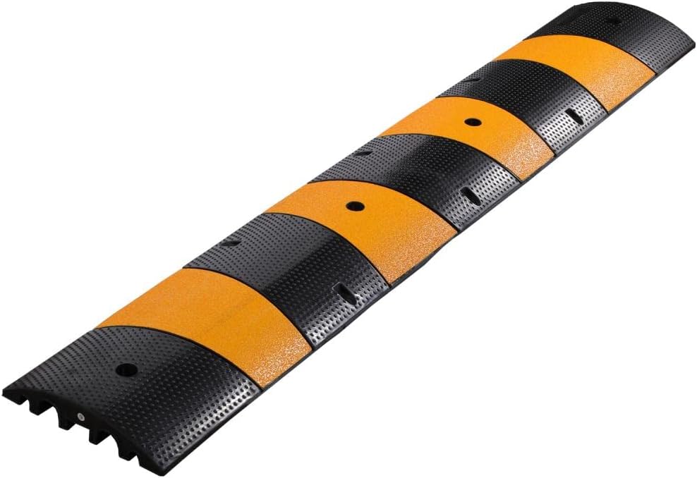 Rubber Cable Protector, 2 Channel Driveway Speed Bumps, Heavy-Duty Cord Cover P191530