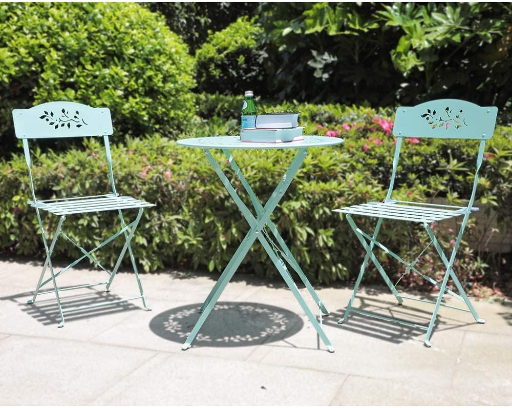 Grey 3 Piece Patio Bistro Set with Folding Chairs H61294