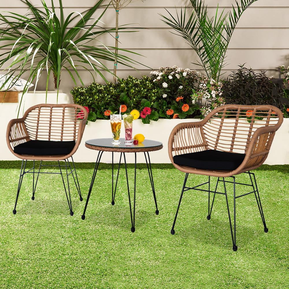 3-Piece Yellow Wicker Outdoor Furniture Set D9802