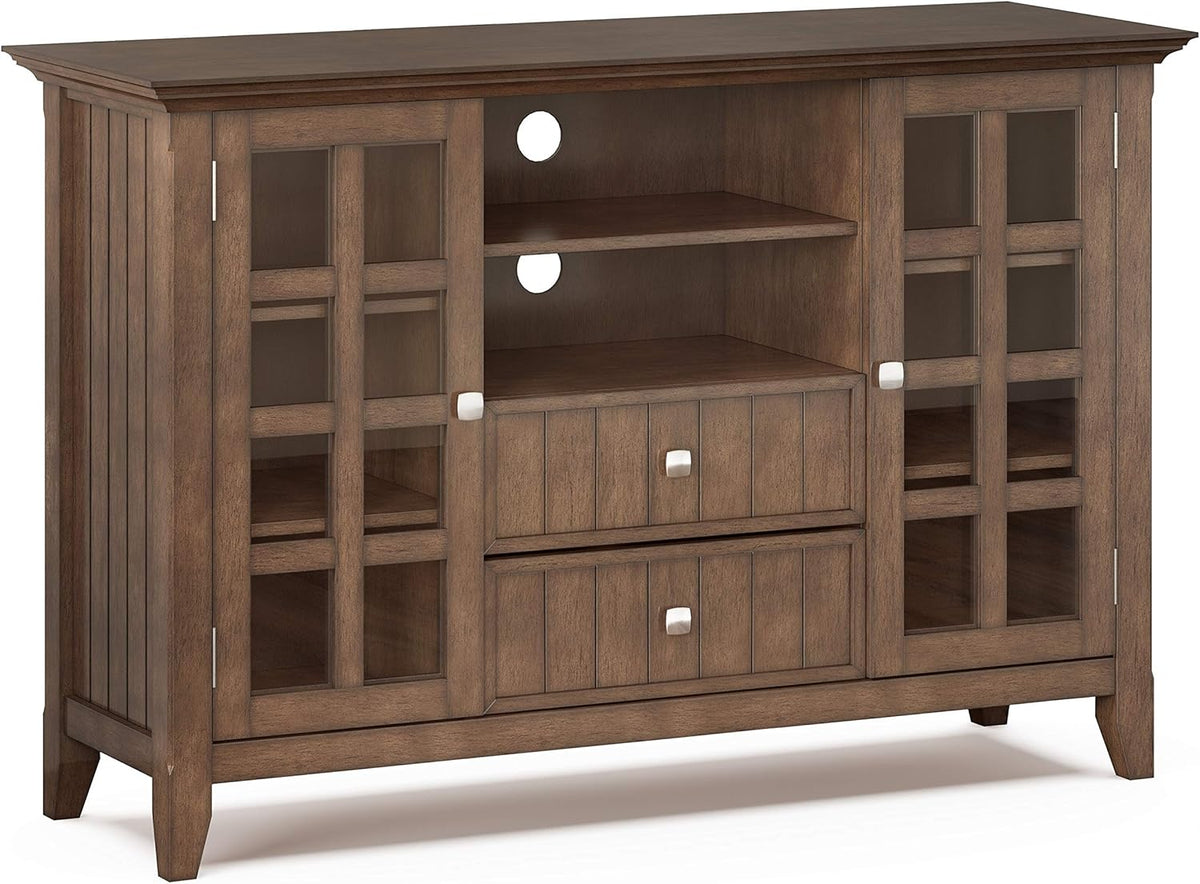Black Solid Wood TV Media Stand with Storage Shelves and Cabinets E814176