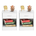 White Wood Nightstand with Storage Drawers V150