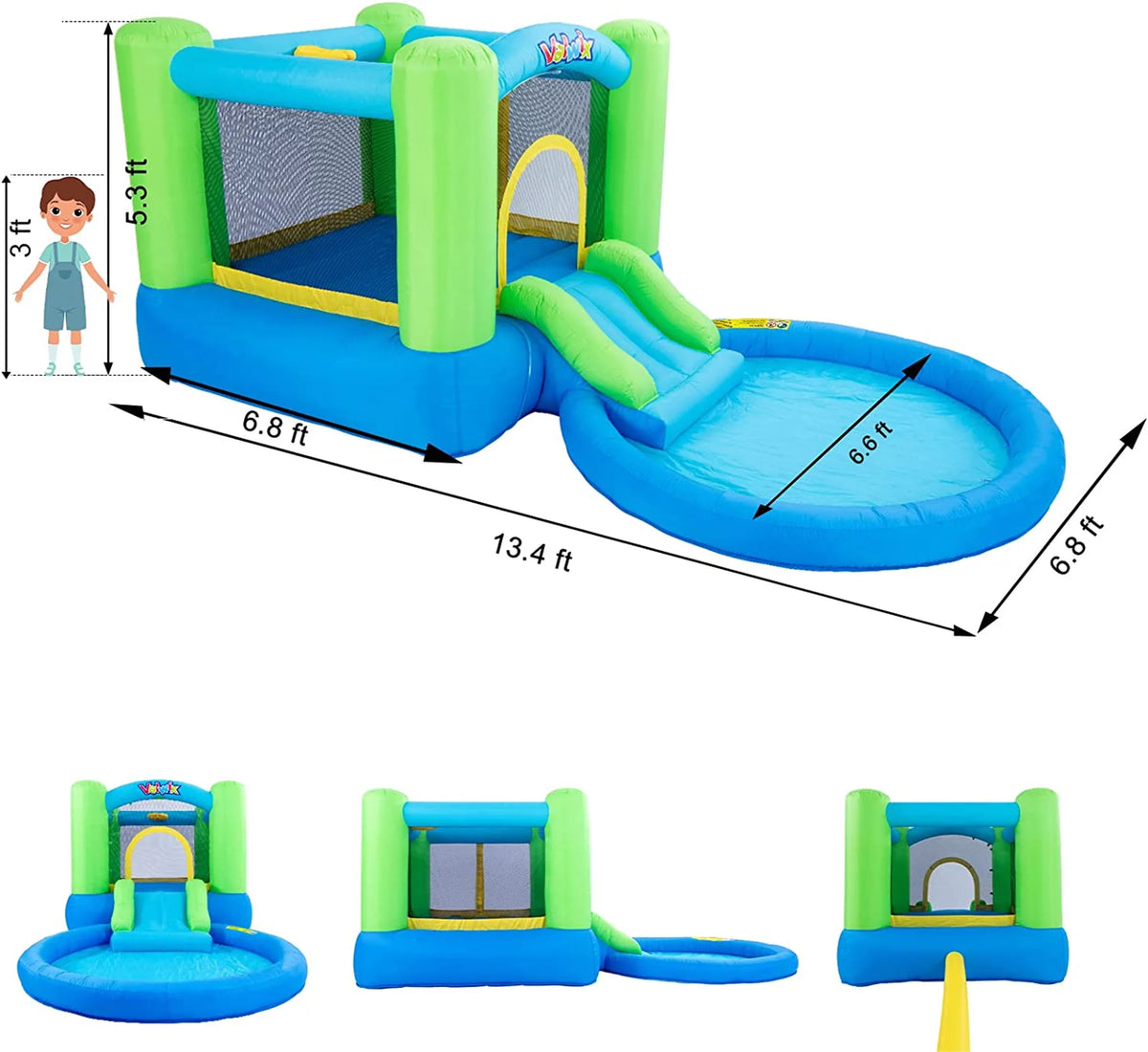 Inflatable Bounce House with Blower, Waterslide & Pool G87293