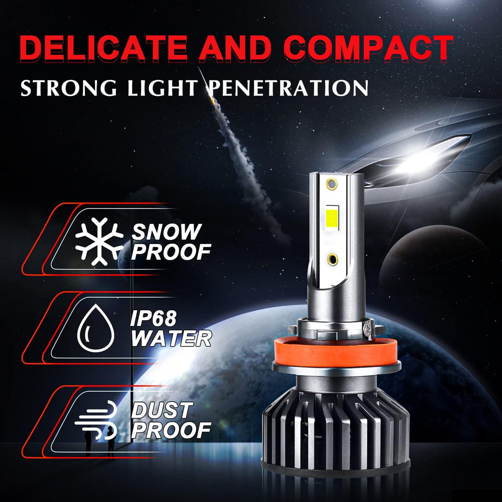 9005 High Beam + H11 Low Beam LED Headlight Bulbs, 6000K Cool White, Pack of 4 Pack of 2 K36627