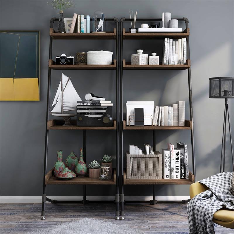 Industrial Wood Display Shelf in Reclaimed Oak F50026