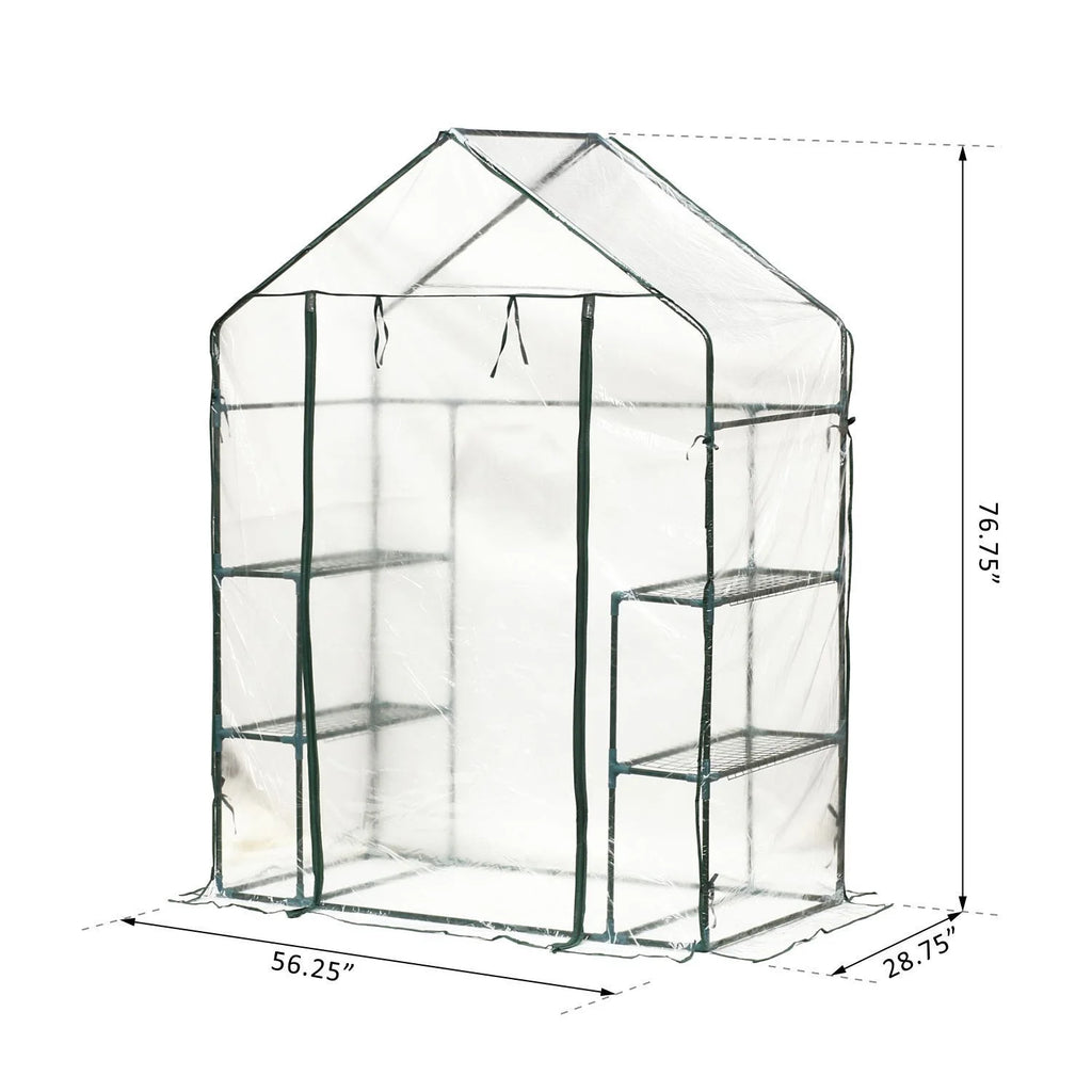 Portable Mini Walk-In Greenhouse with 3 Tier Shelves V48901
