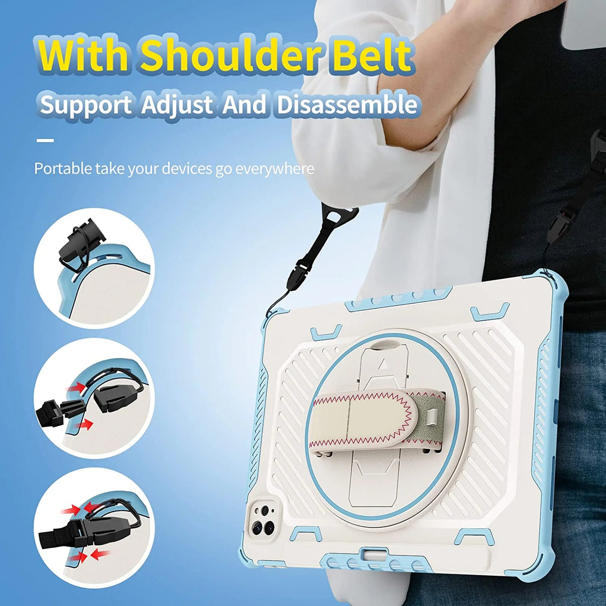 Heavy Duty Protective Cover with 360° Rotating Hand Strap & Stand Shoulder Strap P49170