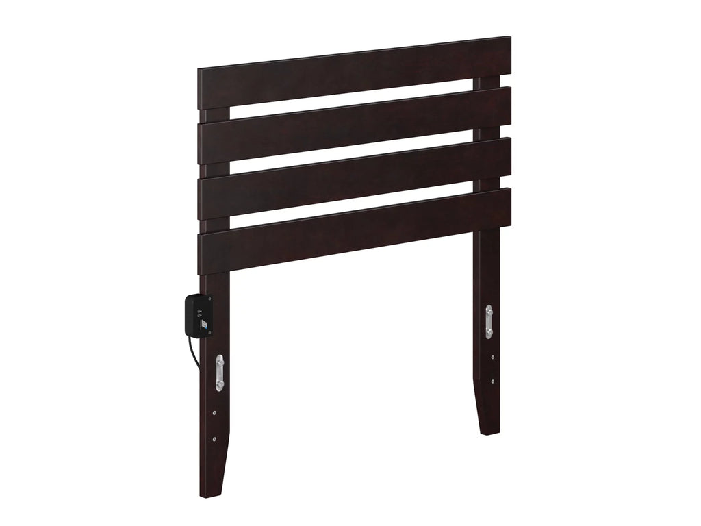 Espresso Twin Wood Panel Headboard with 2 USB Ports D852