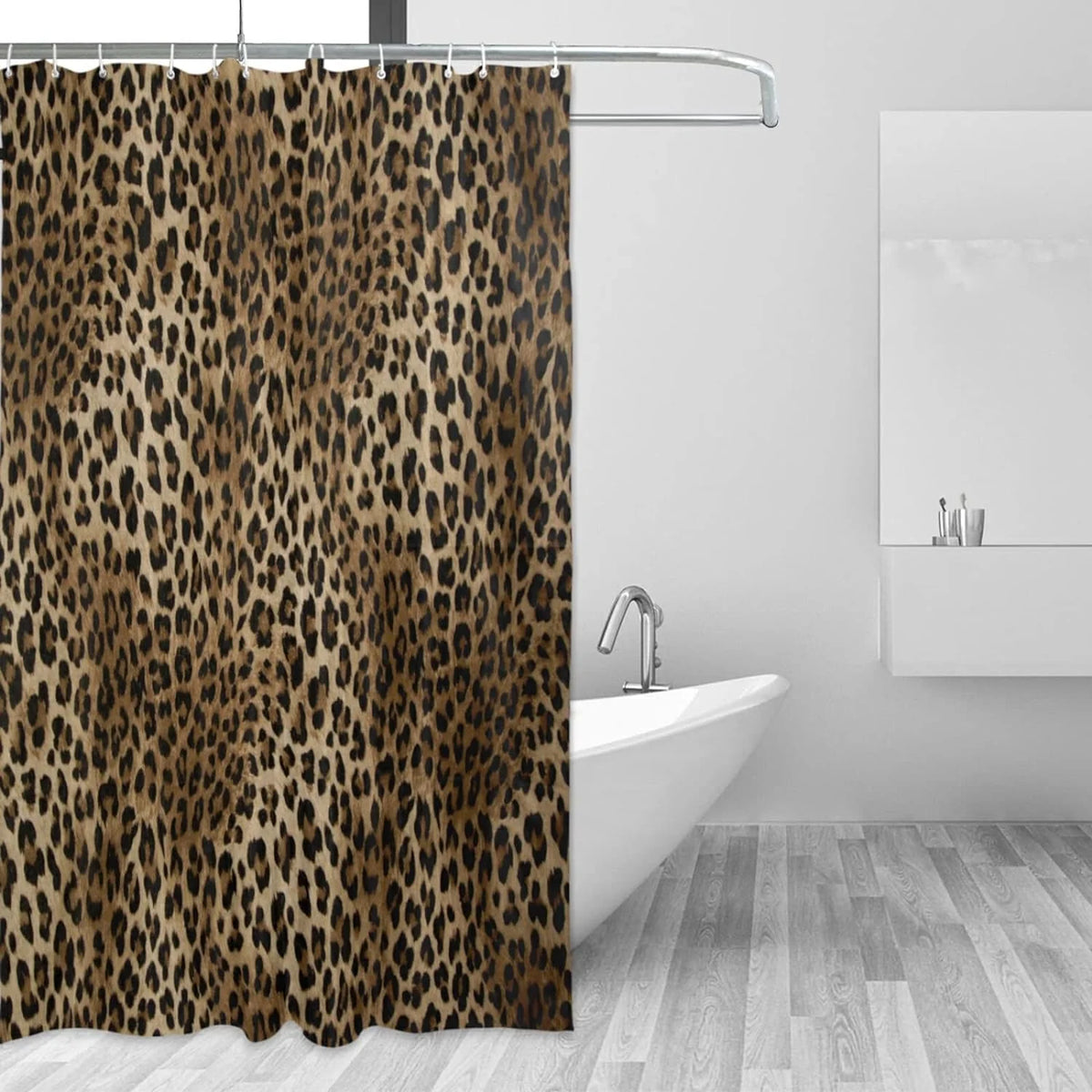 Animal Tiger Print Waterproof Polyester Shower Curtain Set with Hooks, 66 X 72 Inches X625224