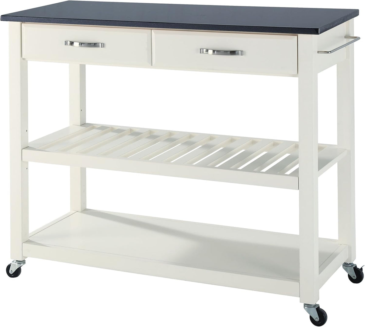 Full Size Kitchen Prep Cart with Solid Black Granite Top P54182
