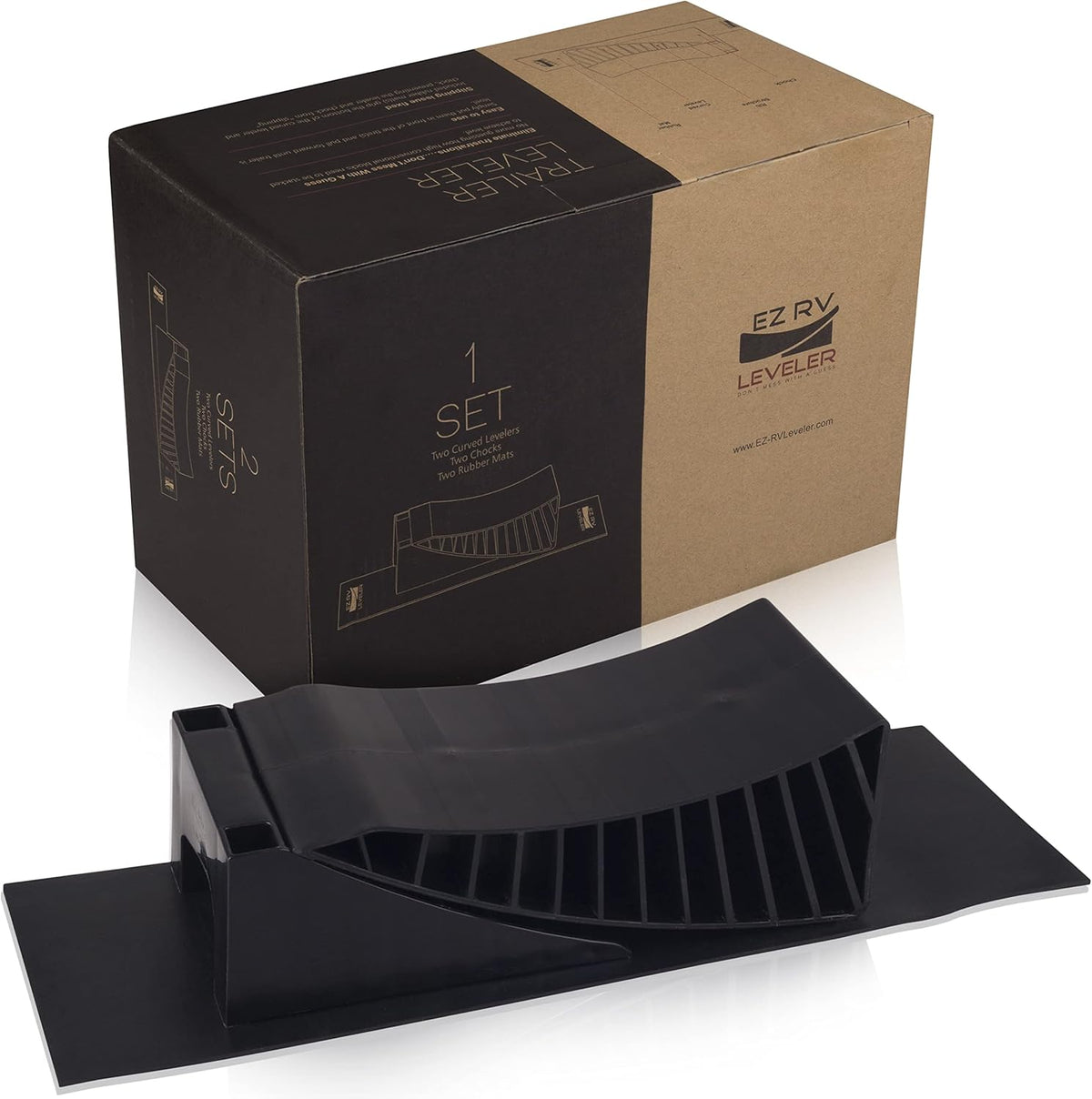 Curved Leveling Ramp with Chocks and Rubber Mat for Single Axle Campers A23470