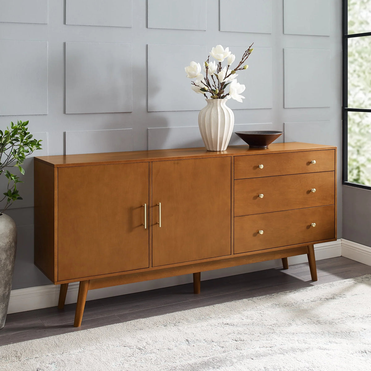 Mid Century 3-Drawer and 2-Door Sideboard S378