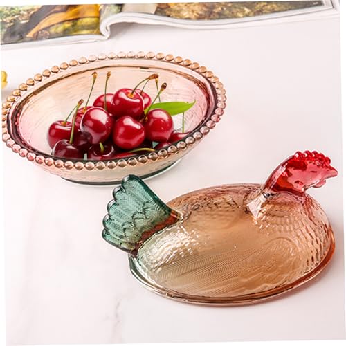 Crystal Glass Chicken-Shaped Candy Dish with Lid F69137