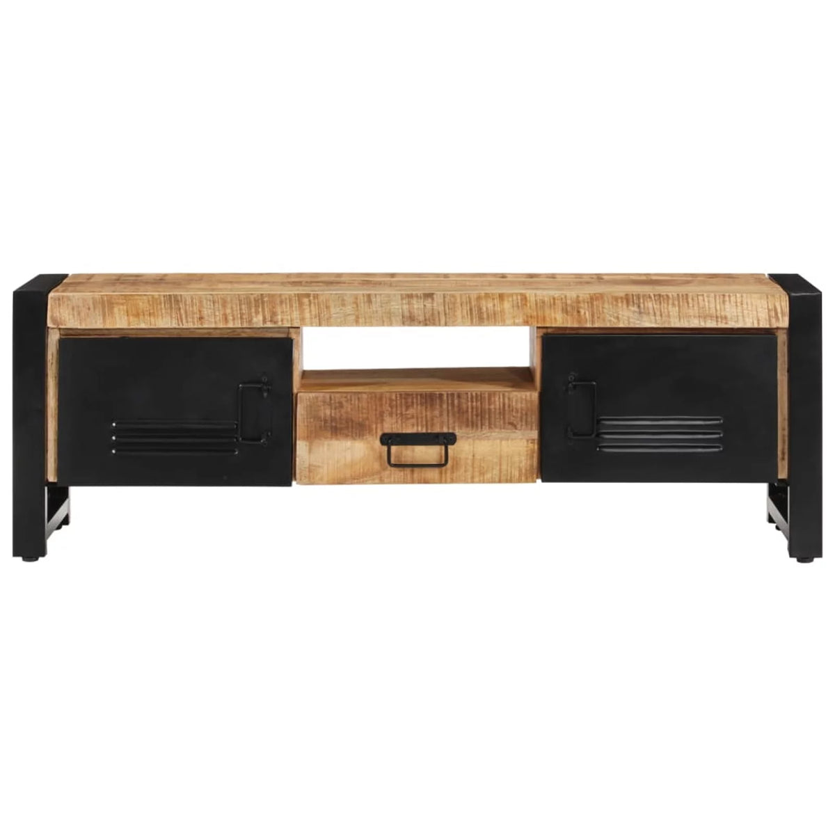 Wood TV Cabinet with Doors Drawer and Iron Legs K548