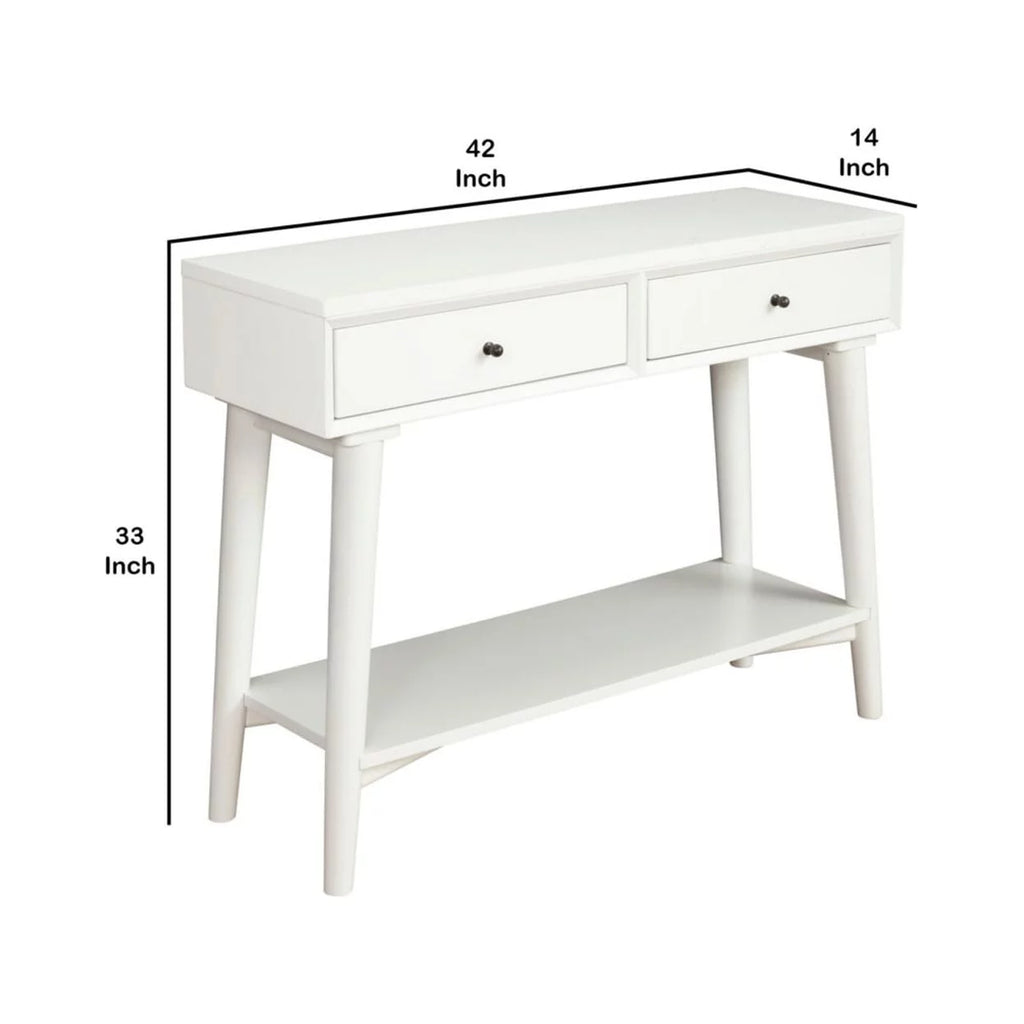 White Console Table with 2 Drawers and Angled Legs R781297