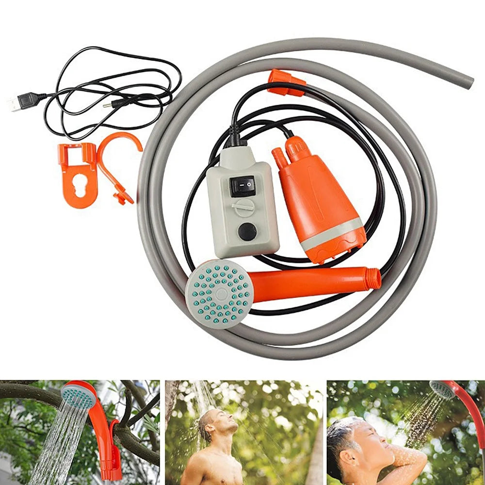 Portable Camping Shower Pump Rechargeable Shower Head D408
