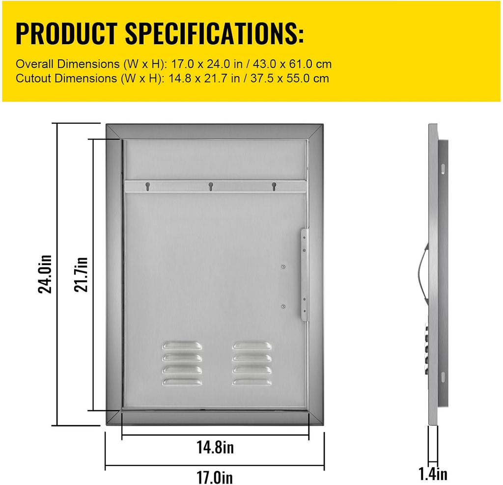 17 x 24 Inch Stainless Steel BBQ Access Door with Vents T950481