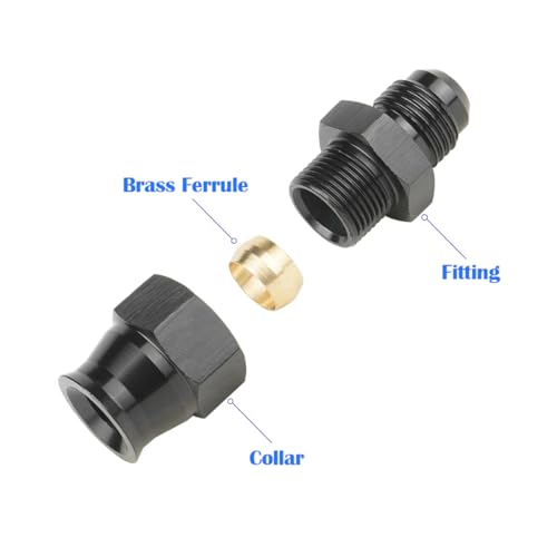 Aluminum Alloy Black Anodized 3/8" Straight Compression Fitting Adapter V3917