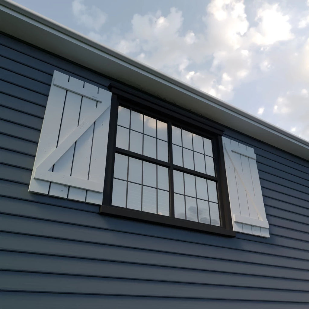 Primed Tan Faux Wood Shutters E340508