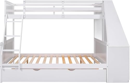 Twin Over Full Wooden Bunk Bed with Desk and Trundle G903253