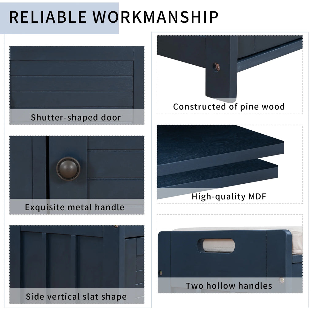 Blue Storage Bench I20596