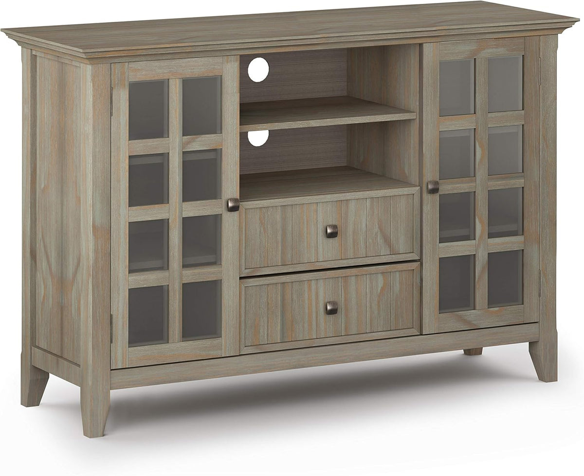 Black Solid Wood TV Media Stand with Storage Shelves and Cabinets E814176