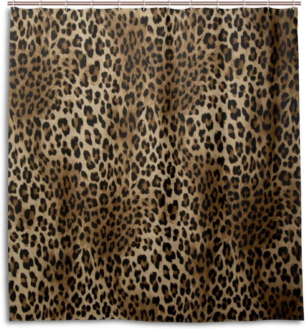 Animal Tiger Print Waterproof Polyester Shower Curtain Set with Hooks, 66 X 72 Inches X625224