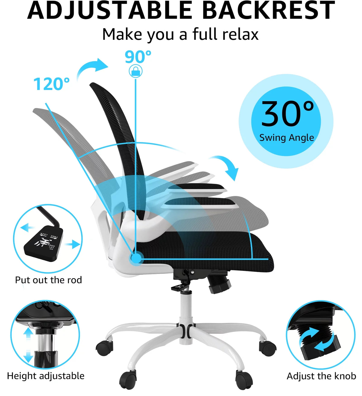 Ergonomic Office Chair with Lumbar Support and Adjustable Height Q5961