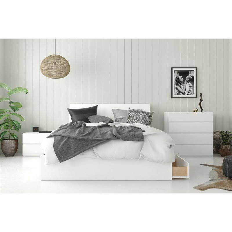 White Storage Bed with Headboard J92361