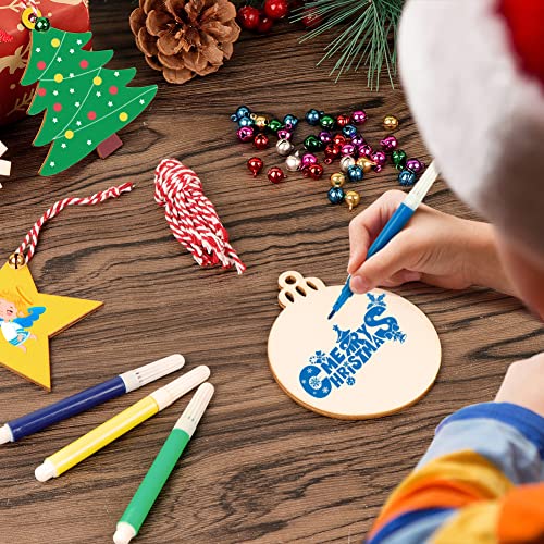 40pcs Unfinished Wood Slices with Holes Christmas Ornaments S356