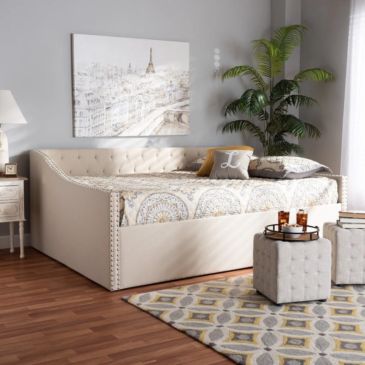 Upholstered Daybed Beige Full E239525