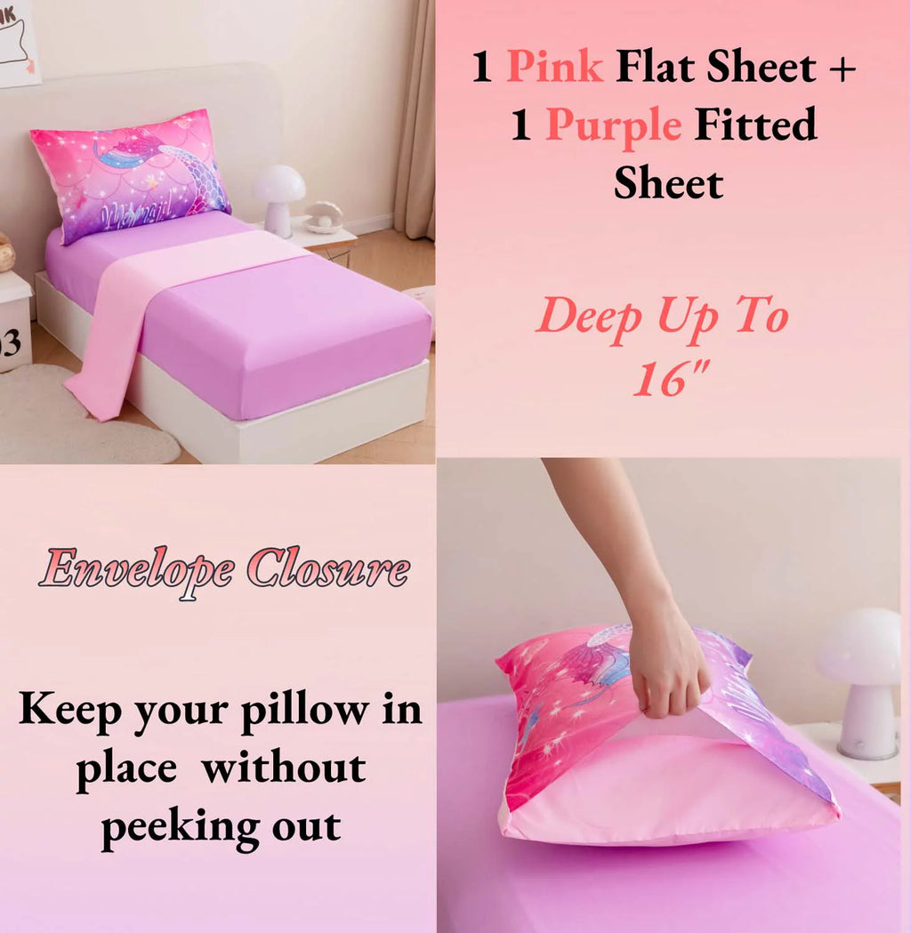 4 Pcs Pastel Fish Scale Kids Bedding Set Z904