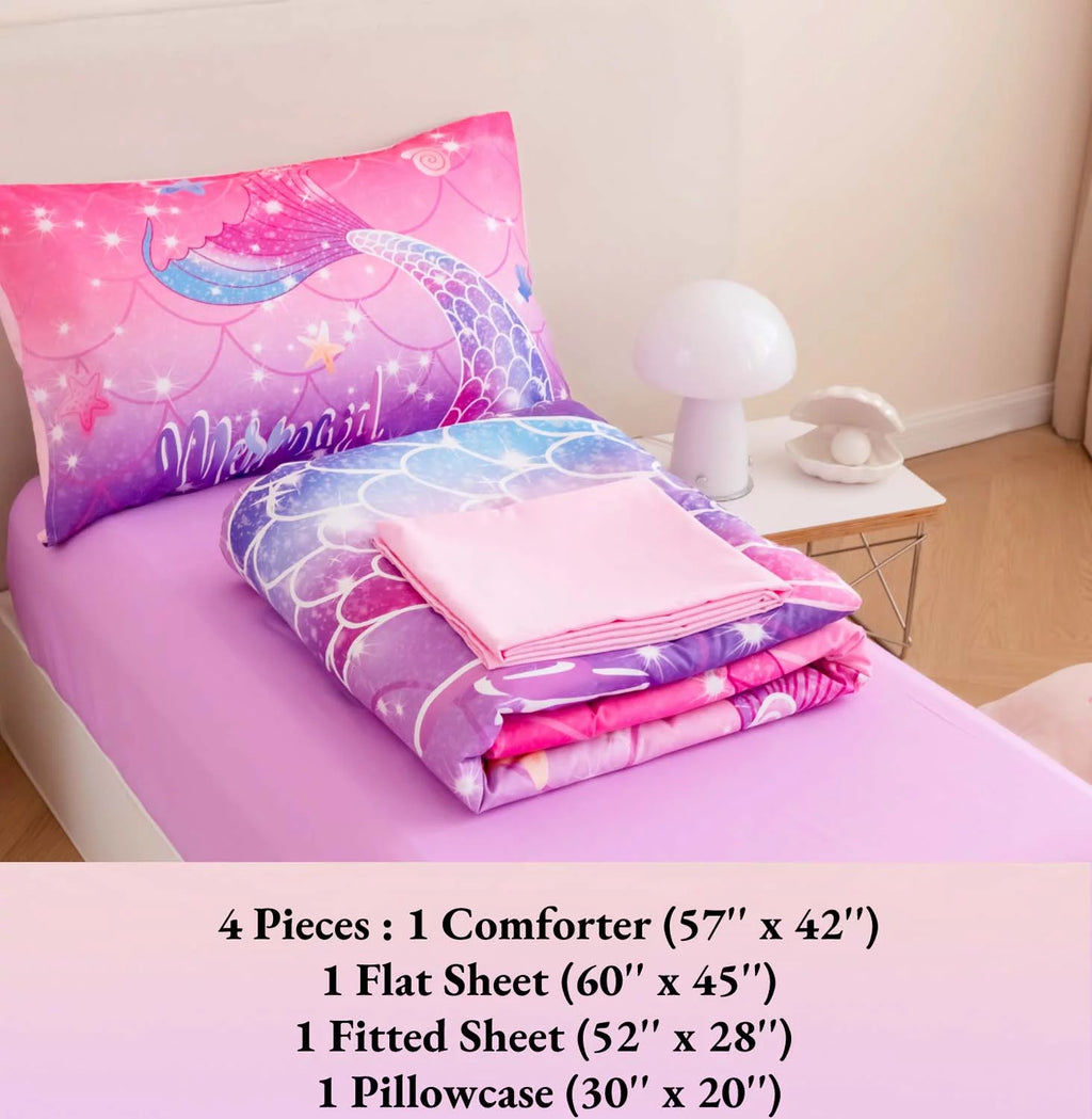 4 Pcs Pastel Fish Scale Kids Bedding Set Z904