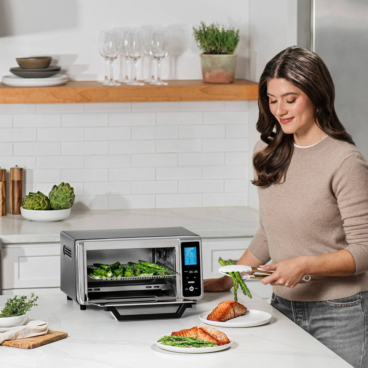 4-Slice Toaster Oven Air Fryer Stainless Steel Gray T64298