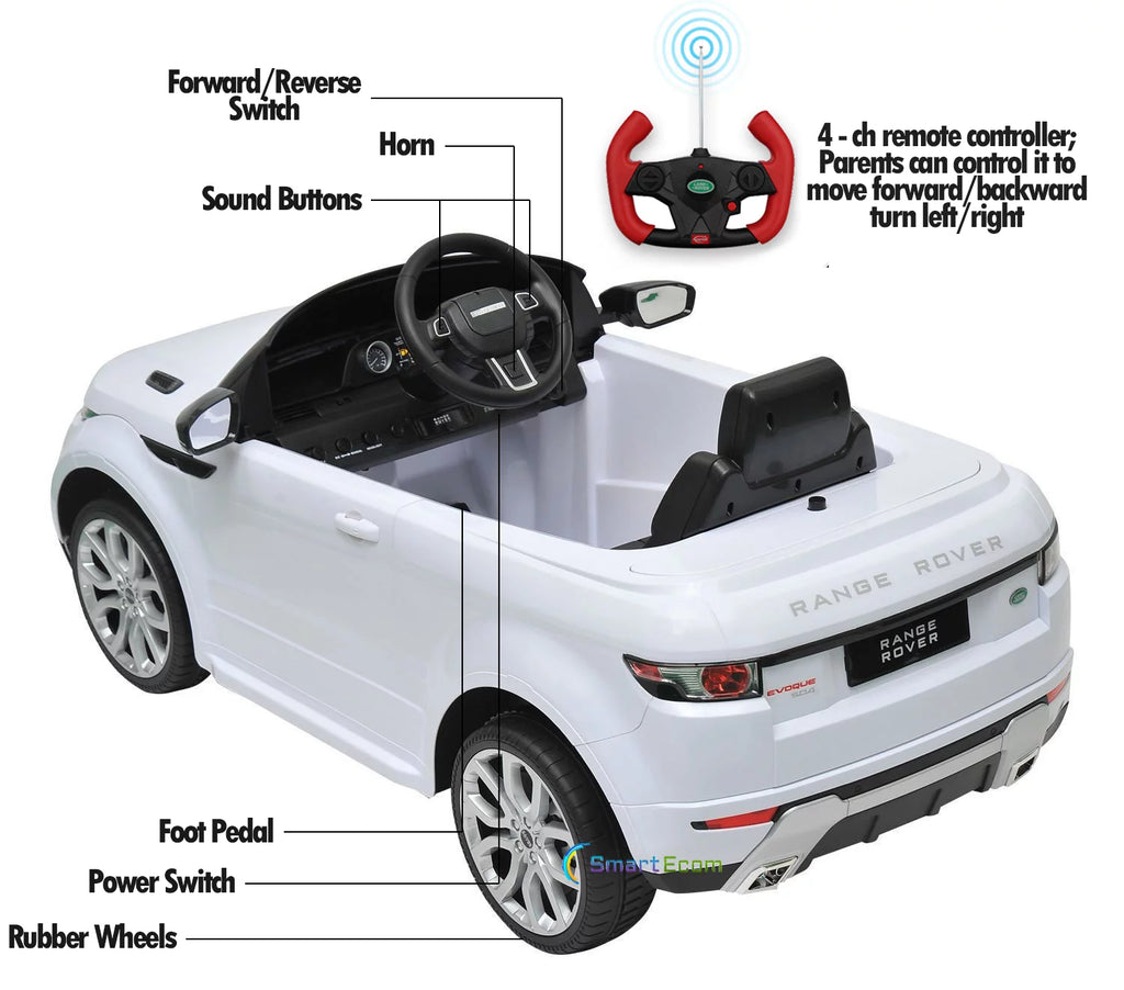White 12 V Powered Ride-On with Remote Control W39994