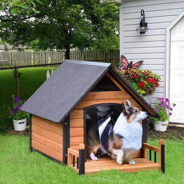 Outdoor Dog House with Porch Iron Frame F9519