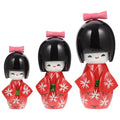 3 Pcs Wooden Japanese Ornament Figurines Y606150