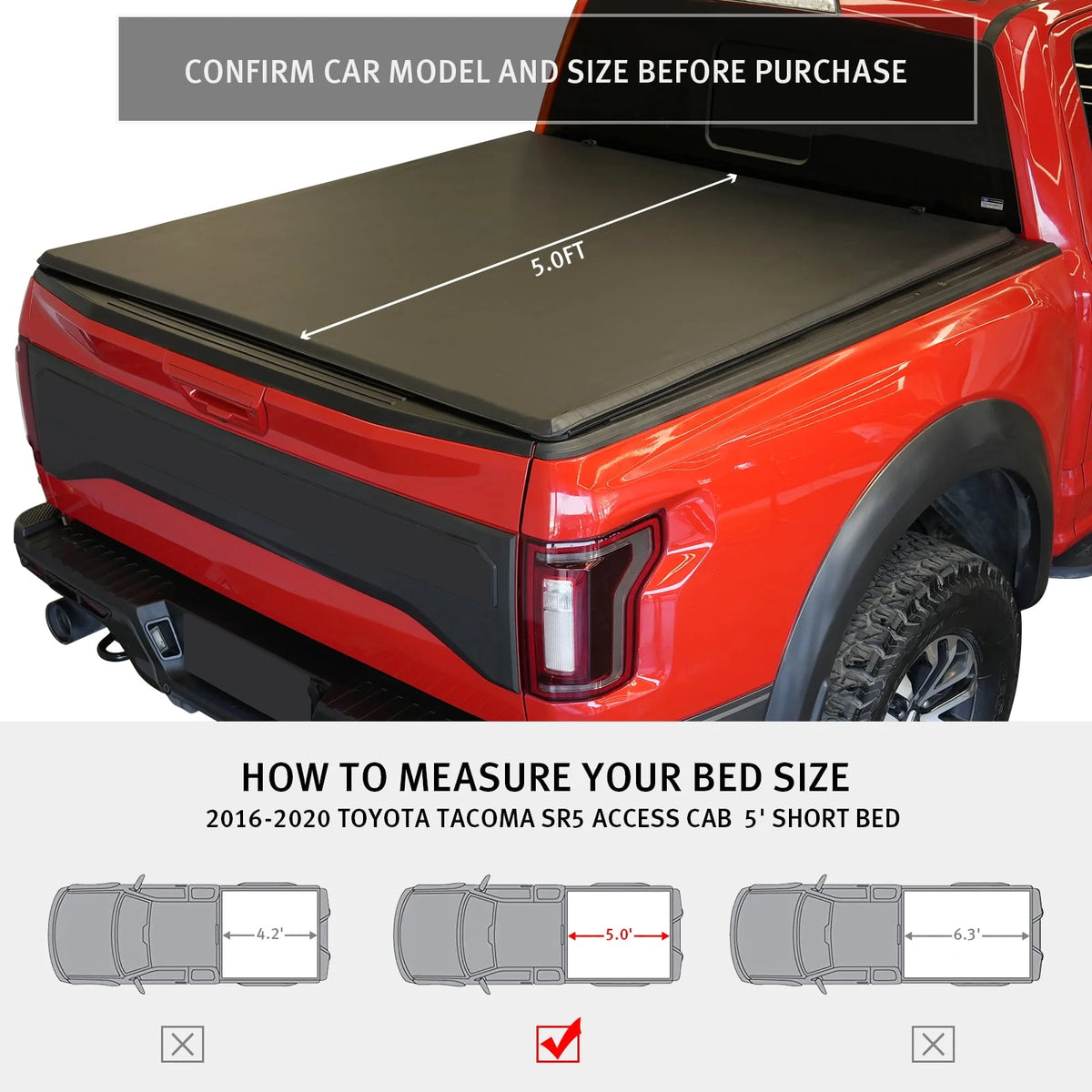 Soft Roll Up Truck Bed Tonneau Cover 5 ft Bed C221687