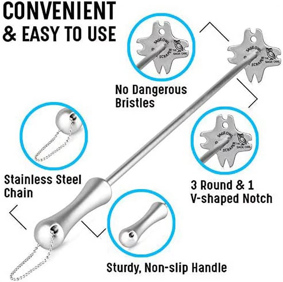 Bristle Free Stainless Steel Grill Scraper Tool with 17" Long Handle G237488